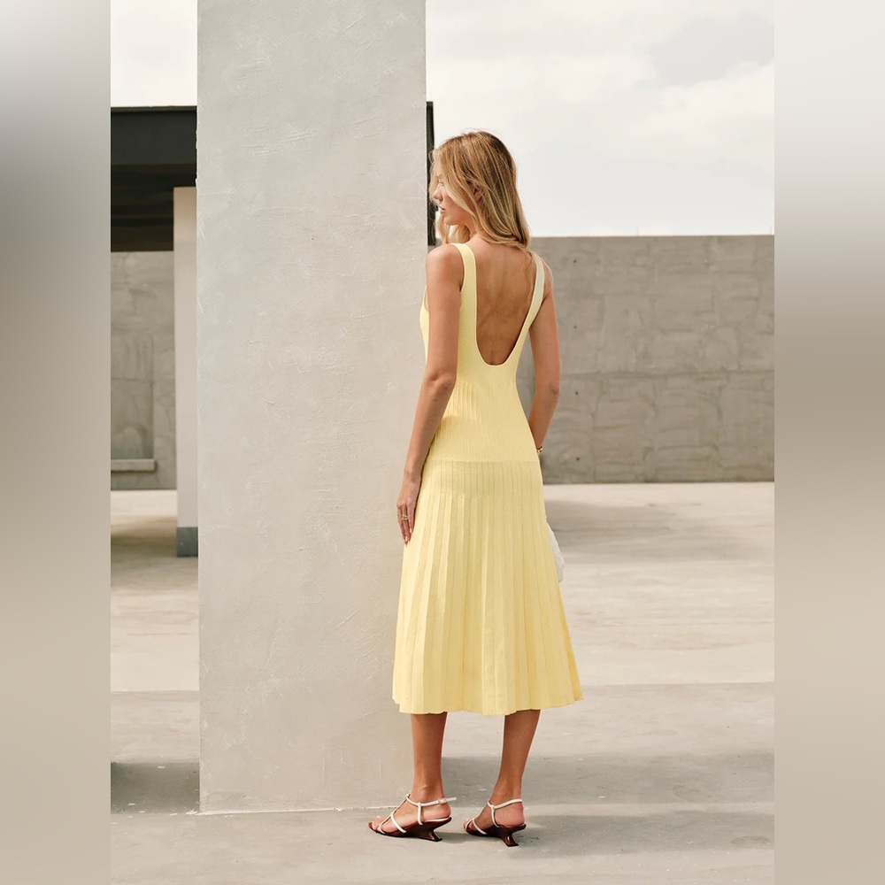 Square-Neck Ribbed Knit Dress - Commense - Picture 6 of 15